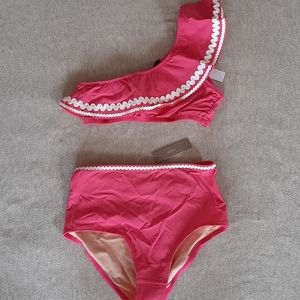 NWT high waist bikini bottom and ruffle top